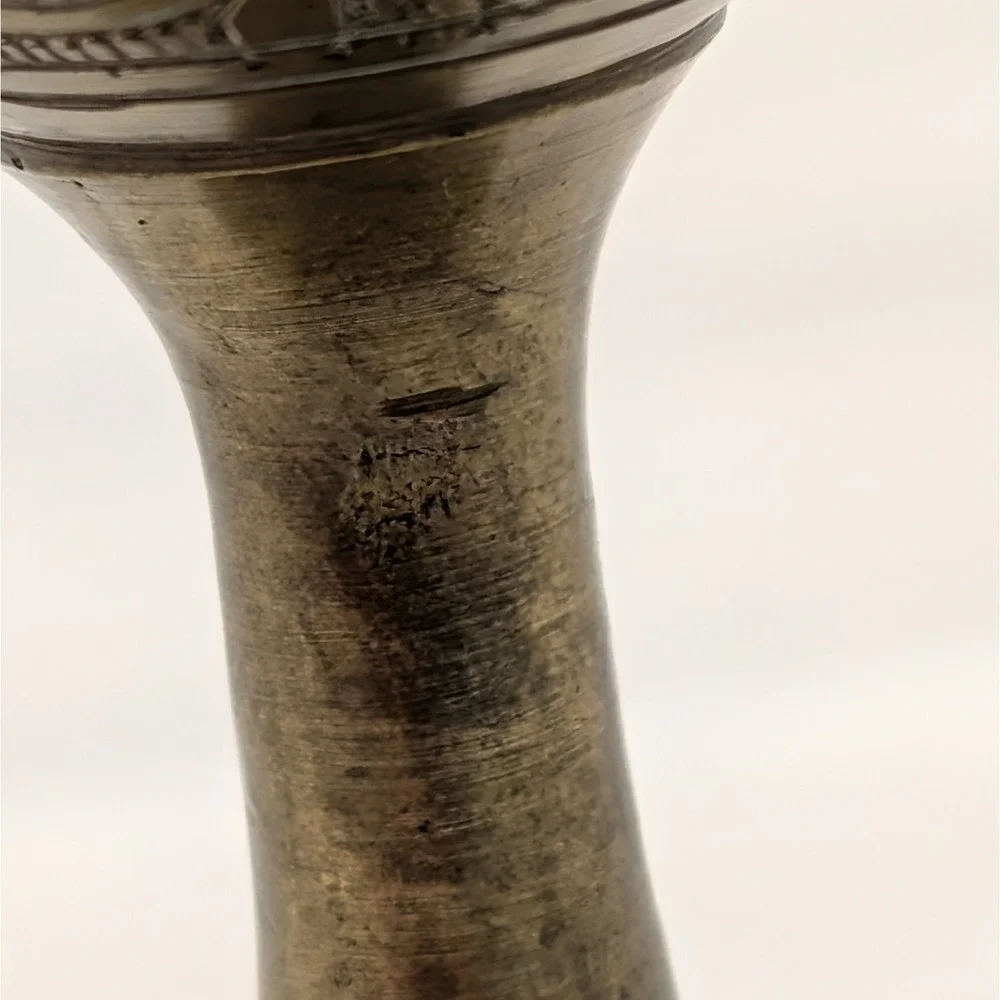 Antique Indian Early 19th Century Brass Minakari Work Double Ended Measuring Cup
